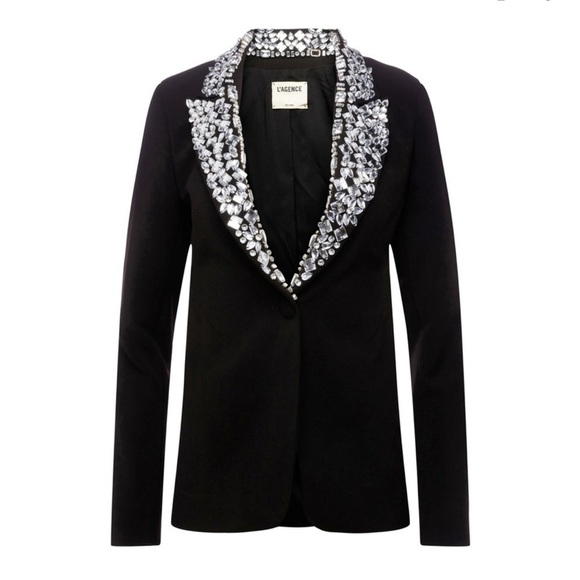 L'AGENCE Chamberlain Blazer Crystal Embellished Black New With Tags! - Picture 1 of 8